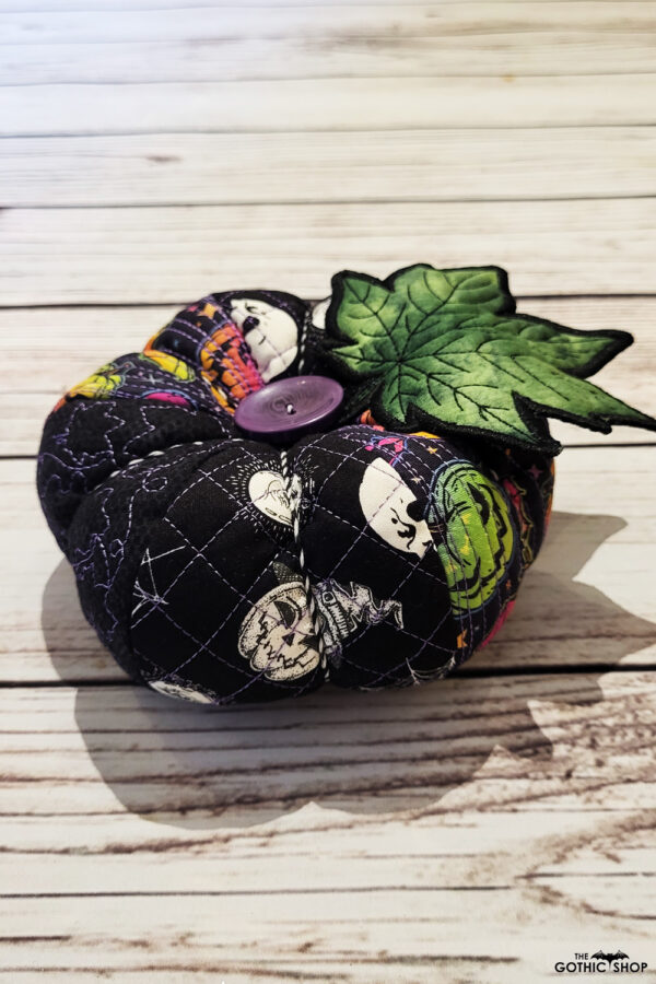 Quilted embroidered fabric pumpkin halloween and gothic decor