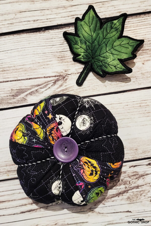 Quilted embroidered fabric pumpkin halloween and gothic decor
