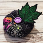 Quilted embroidered fabric pumpkin halloween and gothic decor