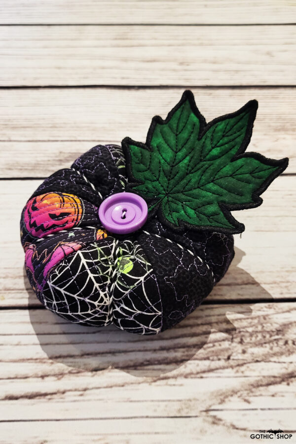 Quilted embroidered fabric pumpkin halloween and gothic decor