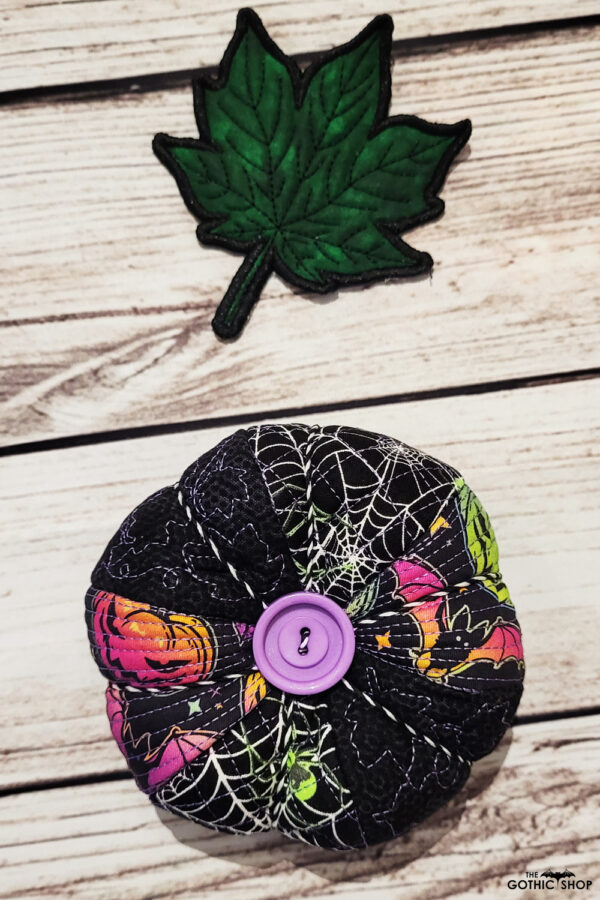 Quilted embroidered fabric pumpkin halloween and gothic decor