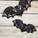 Mable Black Purple Lace Bat Embroidered Decoration Motif