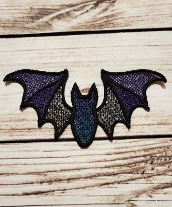 Purple Turquoise Black Lace Embroidered Bat Gothic Motif