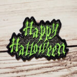 Happy Halloween Black Lace Embroidered Motif