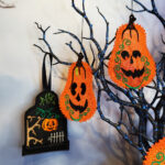 Pumpkin lace & tombstone Halloween hanging decoration