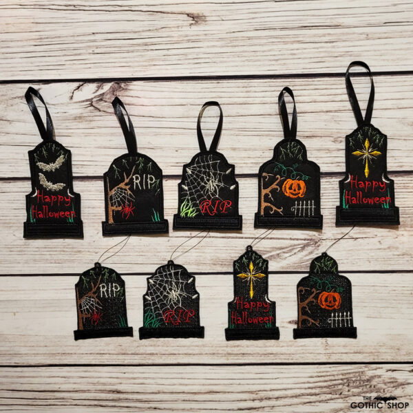Tombstone gothic halloween black lace hanging decoration