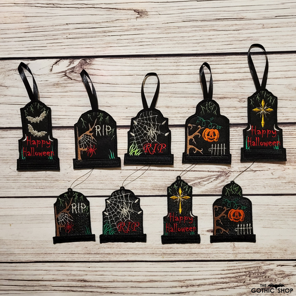 Tombstone gothic halloween black lace hanging decoration