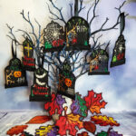 Tombstone gothic halloween black lace hanging decoration