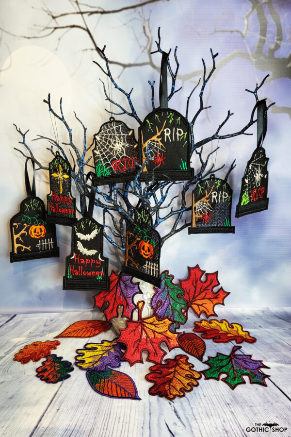 Tombstone gothic halloween black lace hanging decoration
