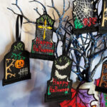 Tombstone gothic halloween black lace hanging decoration