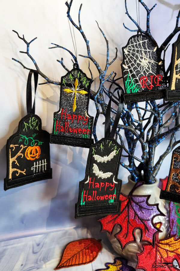 Tombstone gothic halloween black lace hanging decoration