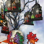 Tombstone gothic halloween black lace hanging decoration