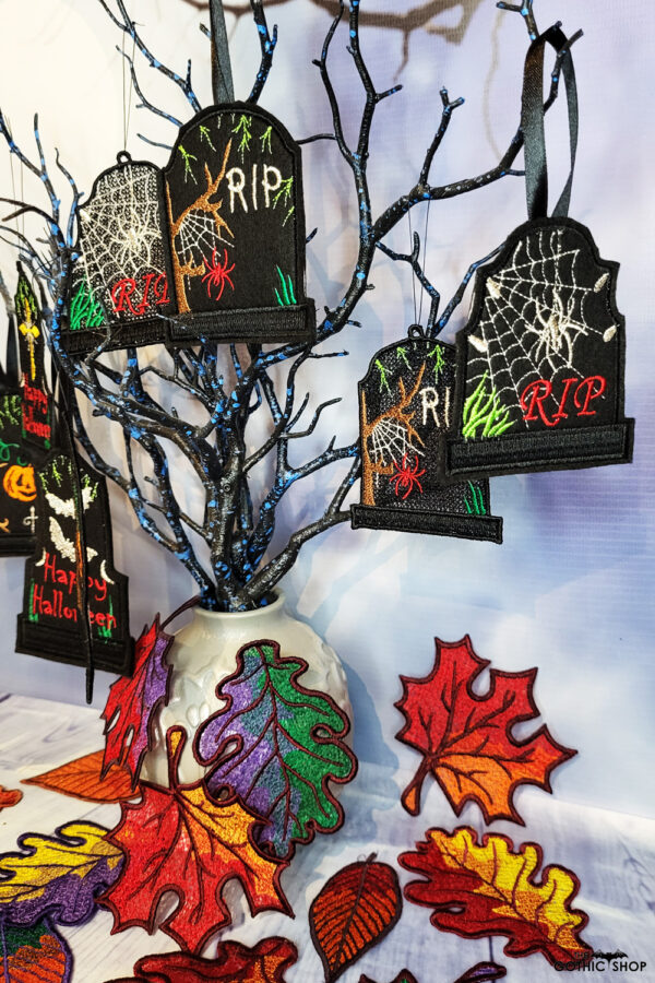 Tombstone gothic halloween black lace hanging decoration