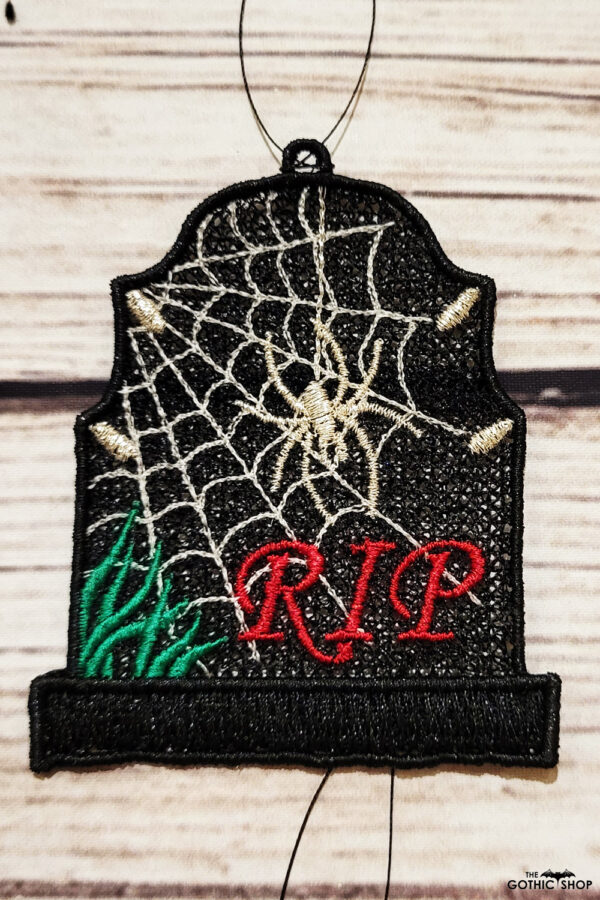 Tombstone gothic halloween black lace hanging decoration