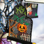 Tombstone gothic halloween black lace hanging decoration