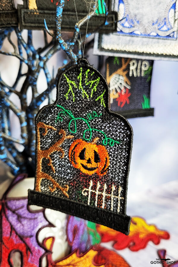 Tombstone gothic halloween black lace hanging decoration