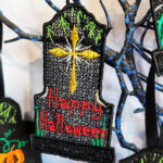Tombstone gothic halloween black lace hanging decoration