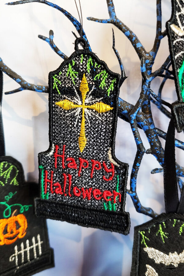 Tombstone gothic halloween black lace hanging decoration