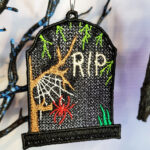 Tombstone gothic halloween black lace hanging decoration