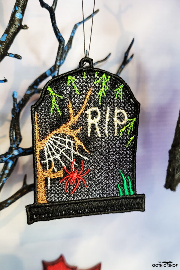 Tombstone gothic halloween black lace hanging decoration