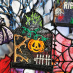 Tombstone gothic halloween black lace hanging decoration