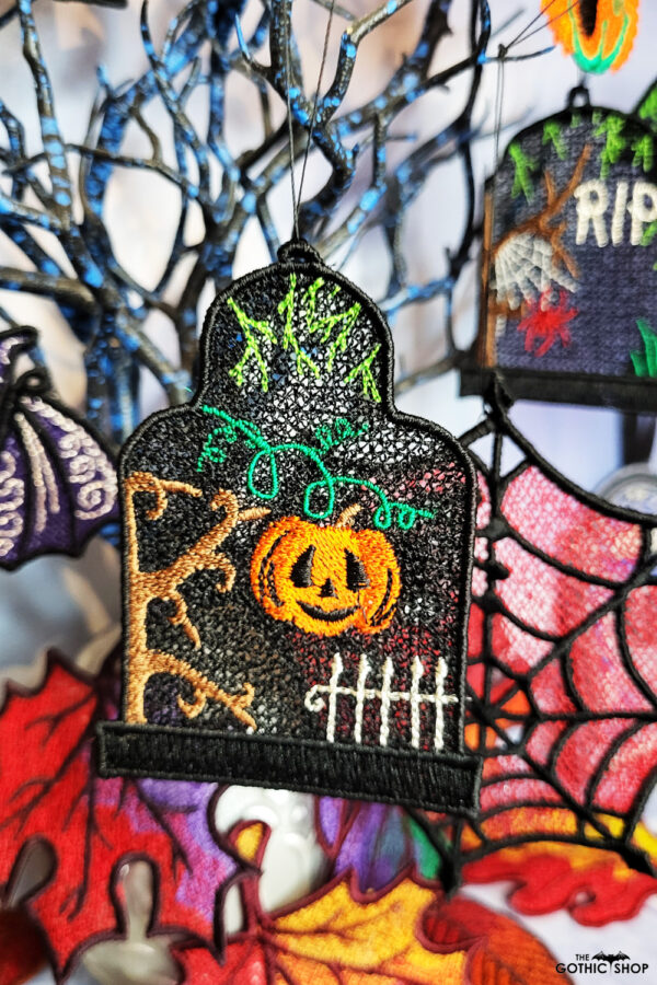 Tombstone gothic halloween black lace hanging decoration