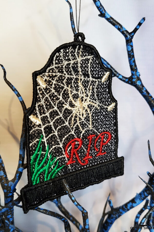 Tombstone gothic halloween black lace hanging decoration