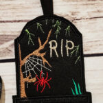 Red spider and web tombstone Gothic Halloween hanging decorations