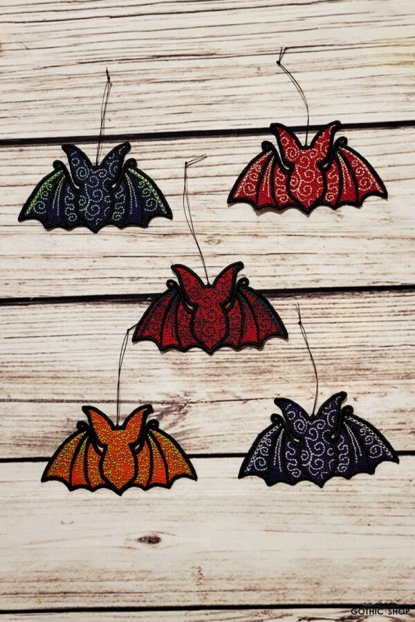 Swirly autumn bat lace hanging gothic halloween decoration.