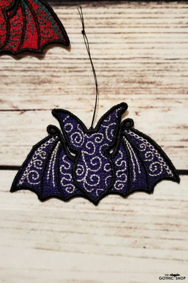 Swirly autumn bat lace hanging gothic halloween decoration.