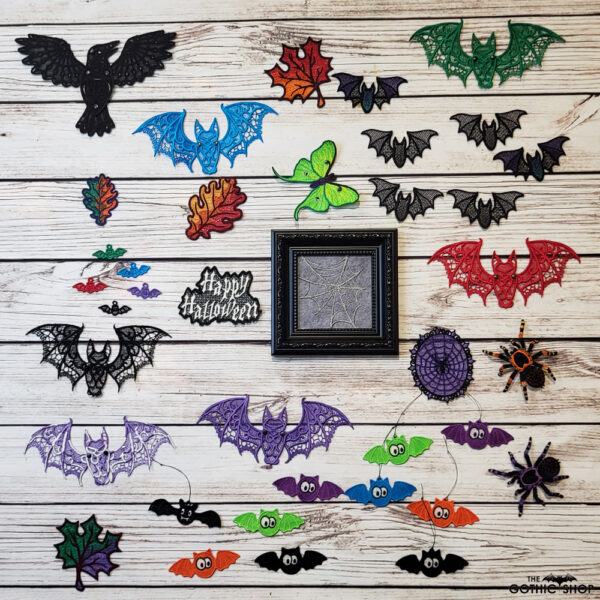 Selection of machine embroidered lace gothic motifs