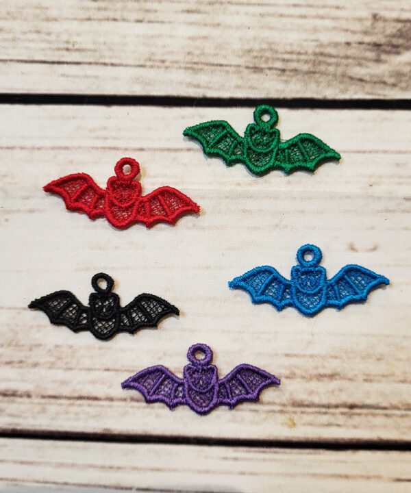 Miniature Lace Embroidered Bat Pendant Charm