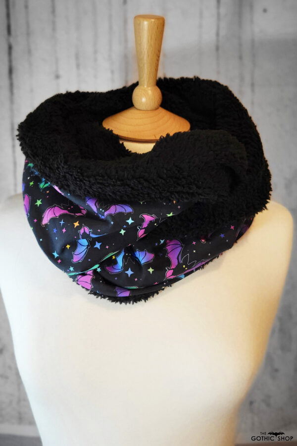Flying bats gothic print infinity scarf
