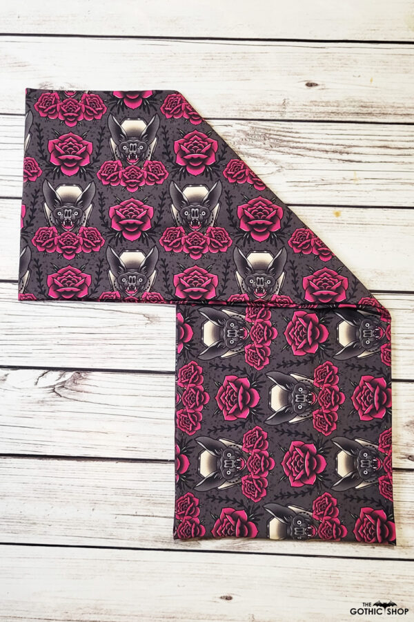 Vampire bats and red roses gothic print infinity scarf
