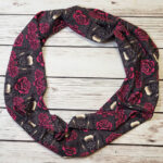 Vampire bats and red roses gothic print infinity scarf
