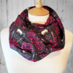 Vampire bats and red roses gothic print infinity scarf