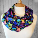 Neon skull print gothic infinity scarf