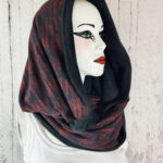 Red cobweb and stripe gothic scarf