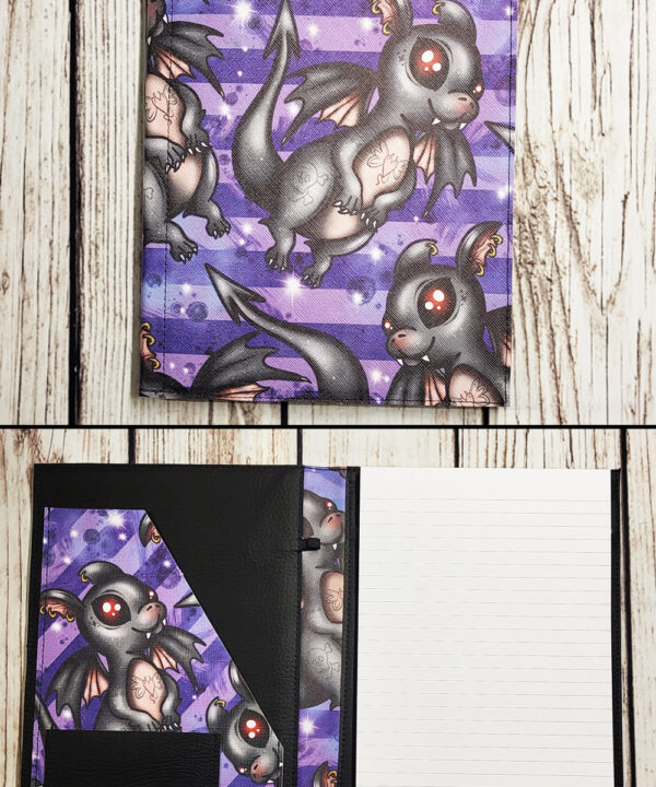 Vampire Dragon Gothic Print Faux Leather A5 Notepad Holder