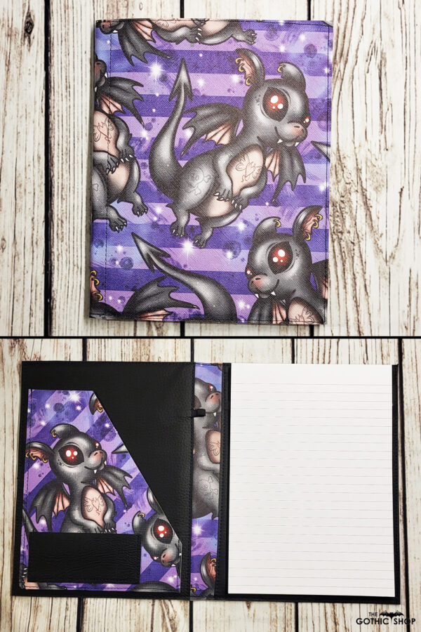 Vampire Dragon Gothic Print Faux Leather A5 Notepad Holder