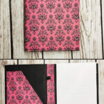 Bats on Pink Background Gothic Print Faux Leather A5 Notepad Holder