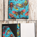 Skull Death Moth Gothic Print Faux Leather A5 Notepad Holder
