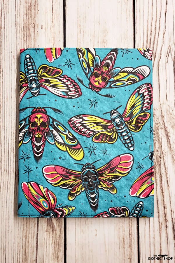 Skull Death Moth Gothic Print Faux Leather A5 Notepad Holder