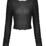 Eisley Black Crinkle Mesh Longsleeve Gothic Top by Dark in Love