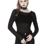 Eisley Black Crinkle Mesh Longsleeve Gothic Top by Dark in Love