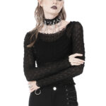 Eisley Black Crinkle Mesh Longsleeve Gothic Top by Dark in Love