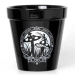Magic Garden Mushrooms black ceramic plant pot by Alchemy Gothic