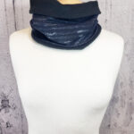 Black Stripe Grunge Print Black Fleece Snood Neck Warmer