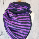 Purple Grunge Stripe Gothic Print Black Fleece Large Multifunctional Snap Scarf Shawl
