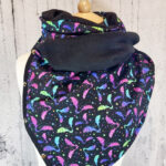 Neon Flying Bats & Black Fleece Large Multifunctional Snap Gothic Scarf Shawl